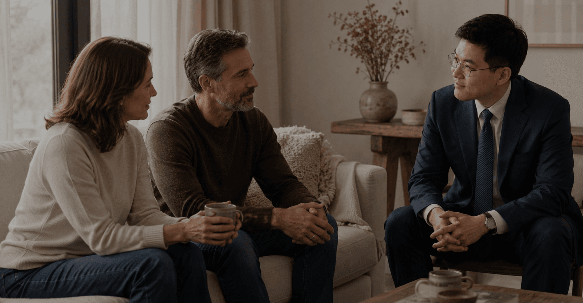 Family meeting with a clinician