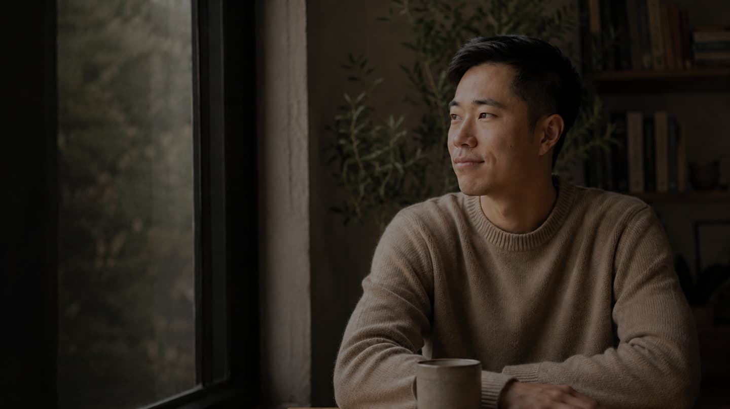 Gun Ahn looking out a window